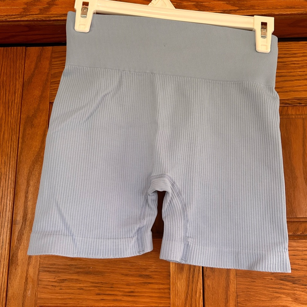 ASOS Sky Blue Ribbed Shorts - Picture 4 of 11